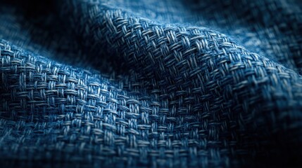 Obraz premium Close-up view of deep blue woven fabric