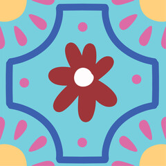 Colorful Floral Tile Design 
