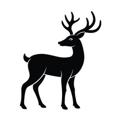 Fototapeta premium Deer Antlers Profile Vector Art