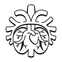 A drawing style icon depicting the circulatory system
