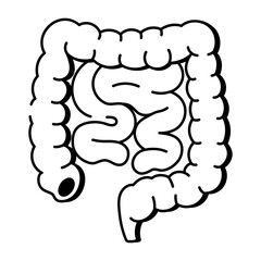 A doodle style icon showing the human intestines 
