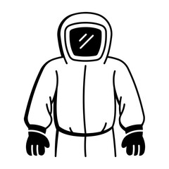 A hand drawn style icon depicting a biohazard suit
