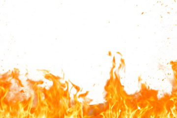 Fiery Abstract Background with Orange Flames and White Embers on Black