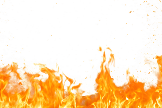 Fiery Abstract Background with Orange Flames and White Embers on Black