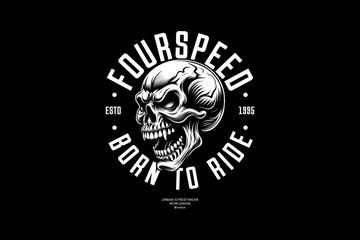 Fototapeta premium Dark art graphic tee design streetwear style modern scary tee design