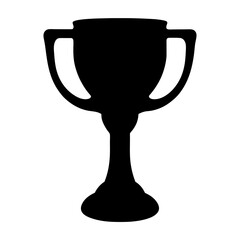 Elegant Black Silhouette of a Victory Trophy on a White Background