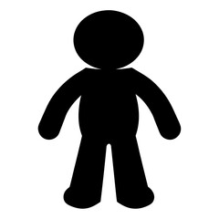 Silhouette of Simple Stick Figure Person with Round Head, Simple Icon