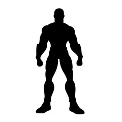 Strong Superhero Silhouette Standing with Power and Determination in the Dark