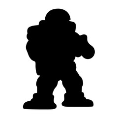 Silhouette of a heavy spacesuit or astronaut uniform standing on the ground