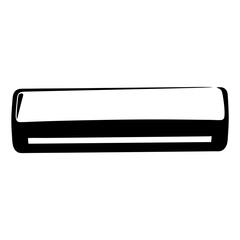 A black and white drawing of a minimalist air conditioner unit