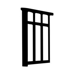 Black and white graphic representation of a window silhouette design