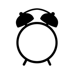 Black and white retro alarm clock standing with rounded design drawing