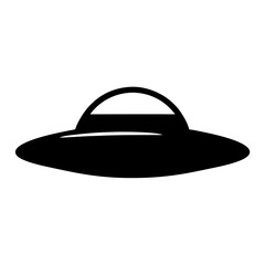 Simple black and white depiction of a classic flying saucer UFO