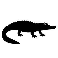 Silhouette of a menacing alligator creeping along the ground, ready to strike