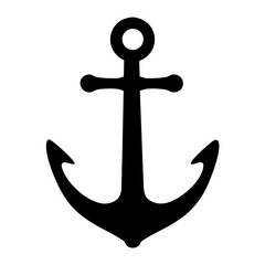 Nautical Black Anchor Symbol Floating in a Clear White Background