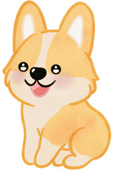 Cute Dog paper texture hand drawn illustration with transparent background