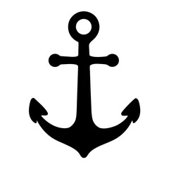 Black Silhouette of an Anchor on a White Background Graphic Design