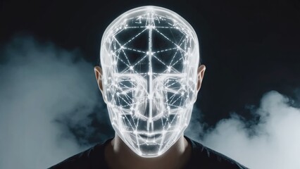 Digital face overlay on a person's head