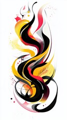 Abstract Swirls of Color on White Background Digital Art Graphic Design Element Illustration