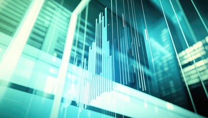 Abstract financial data visualization, showing  chart,  analysis and  growth.  Displays  various  data points, trends, and  information