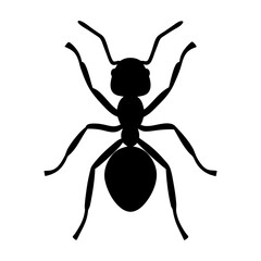 Simple silhouette illustration of an ant with clearly defined body parts