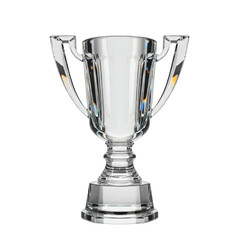 Transparent crystal trophy with double handles