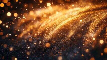 Gold Fireworks Bursting Against a Black Background with Ample Copy Space