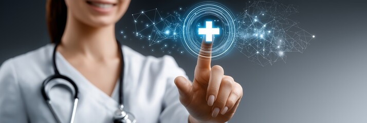 Telemedicine AI doctor concept. Healthcare professional using digital technology interface