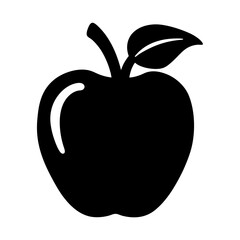 Simple black apple with leaf, delicious fruit, fresh, healthy icon