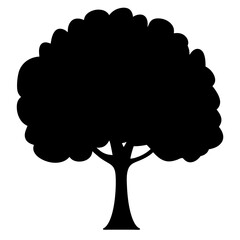 Detailed silhouette of a mature tree with broad rounded crown shape