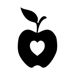 Stylized apple with a heart shaped center depicting love of food