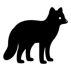 Stylized image of a black fox standing against a white background