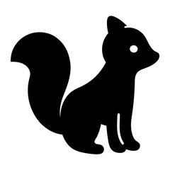 Silhouette of a Squirrel with Bushy Tail and Friendly Facial Features
