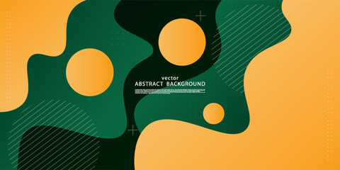 Modern green and orange geometric business banner design. Creative banner design with wave and circle shape in background for template. Simple horizontal banner. Vector eps10