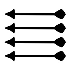 Four parallel horizontal arrows in black showing direction and movement illustration