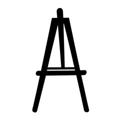Simple black and white rendering of an artist's easel for canvas display