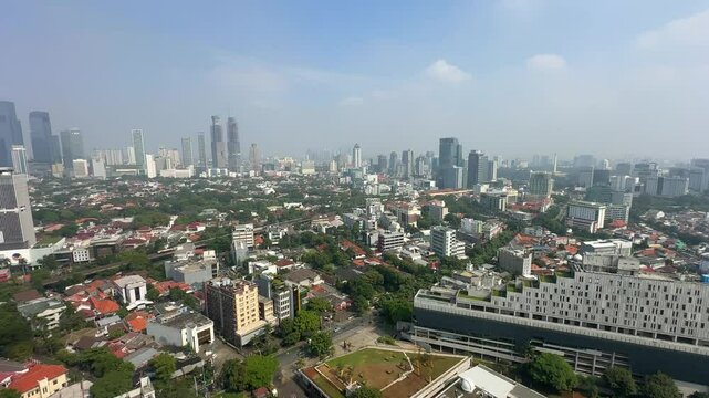 View of Central Jakarta capital city of Indonesia skyline buildings skyscrapers Monas