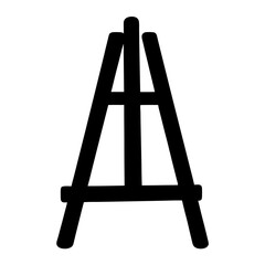 Simple black silhouette of an artist's easel against a white backdrop