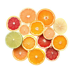 Obraz premium Dried and Fresh Citrus Fruit Slices on transparent background