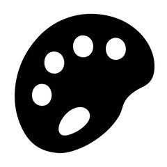 Simple Black and White Image of Artist's Palette with Five Color Wells