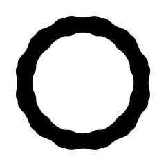 Abstract circular design with irregular edges, black shape on white background
