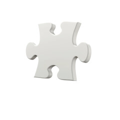 Obraz premium A single white puzzle piece isolated on a clean background, symbolizing uniqueness and problem-solving potential.