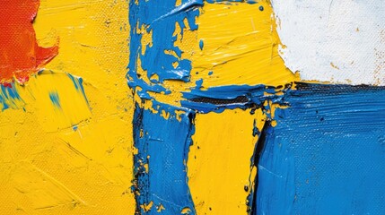 Bright, bold acrylic painting texture in close-up with dynamic movement and vibrant abstract design.