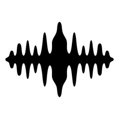 Abstract Black Shape with Symmetric Wave Pattern Isolated on White Background