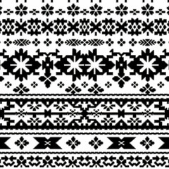 Timeless Nordic Snowflake Pattern in Black and White pattern.
