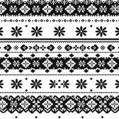 Timeless Nordic Snowflake Pattern in Black and White pattern.
