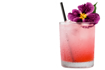 Refreshing pink and purple drink creation trendy bar cocktail photography urban environment close-up view summer vibes Png, Transparent background.