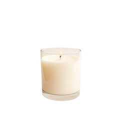 Elegant White Candle in Clear Glass Holder, Perfect for Relaxing Ambiance and Home Decor on transparent background