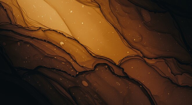 Abstract Gold Fluid Art Background with Flowing Ink and Texture