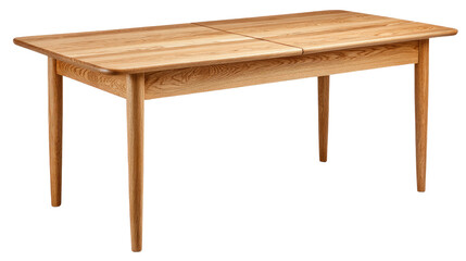 Wooden dining table with natural finish, featuring simple and elegant design
